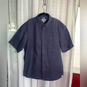 Carhartt Men’s Short Sleeve Button Down XL Relaxed Fit Navy